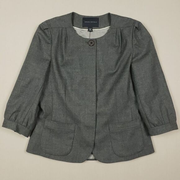 Banana Republic Jackets & Blazers - Banana Republic Blazer Jacket Women 8 Grey Wool Stretch Lined Career Business
